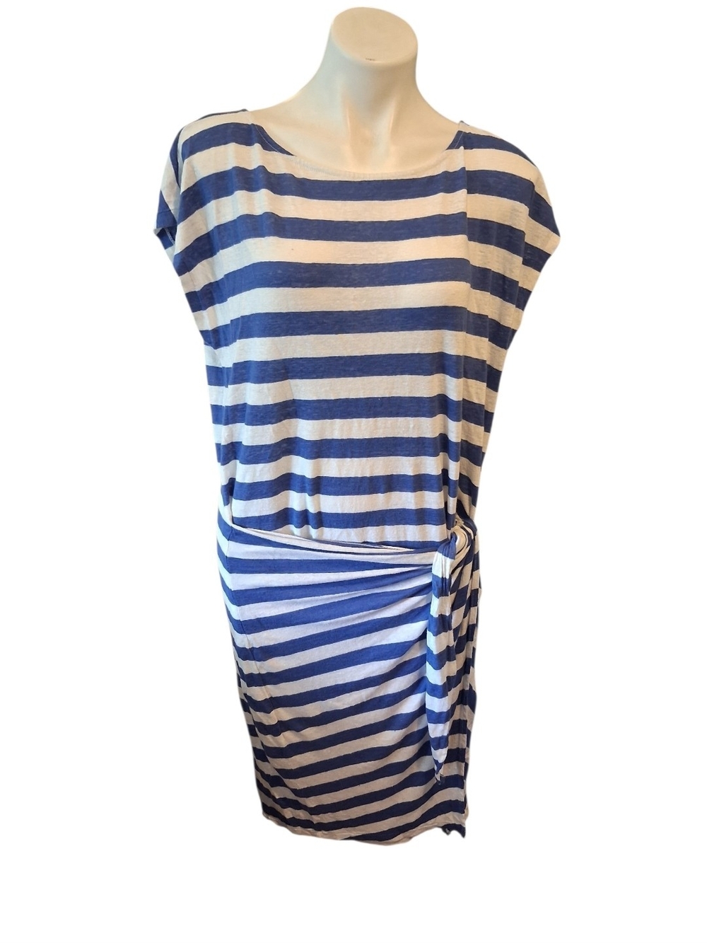 Striped Blue and White Tie-Waist Women’s Dress